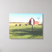 Grote rode schuur en vee weide canvas afdruk (Voorkant)