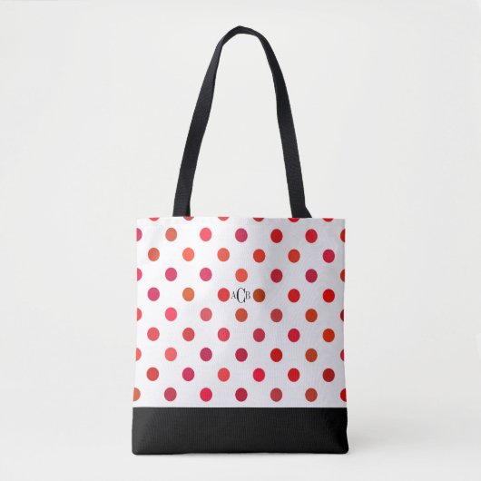 Grote rode Stippen in verschillende schaduwen van Draagtas (Voorkant)