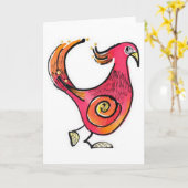 Grote Rode Vogel Notecard Kaart (Gele Bloem)