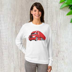 Grote Rode Vrachtwagen Vrouwen Lange-Sleeve T-shirt