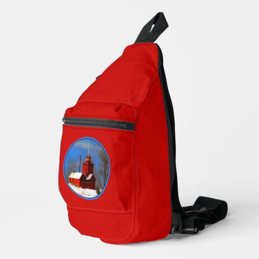 Grote Rode Vuurtoren Schilderen Holland Originele Sling Bag (Rechterhoek)