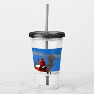 Grote Rode vuurtoren schilderen - Oorspronkelijke Acryl Drinkbeker