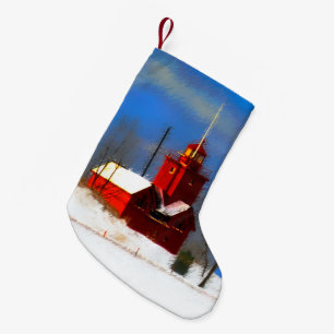 Grote Rode vuurtoren schilderen - Oorspronkelijke  Kleine Kerstsok