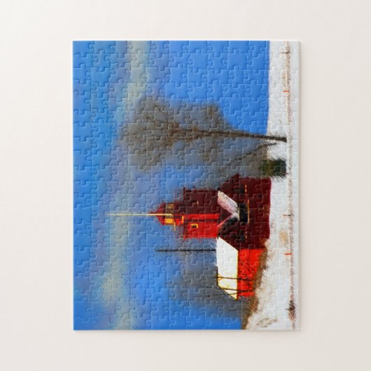 Grote Rode vuurtoren schilderen - Oorspronkelijke Legpuzzel (Verticaal)