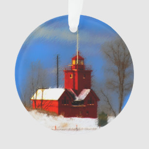 Grote Rode vuurtoren schilderen - Oorspronkelijke Ornament