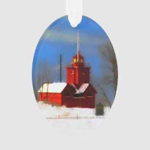Grote Rode vuurtoren schilderen - Oorspronkelijke Ornament