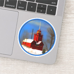 Grote Rode vuurtoren schilderen - Oorspronkelijke Sticker