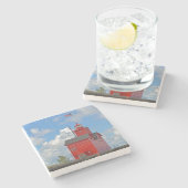 Grote Rode vuurtoren Stenen Onderzetter (Zijkant)