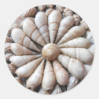Grote ronde artistieke Seashell-stickers Ronde Sticker
