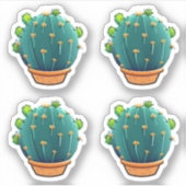 Grote Ronde Groene Cactus Succulent Design Sticker (Voorkant)