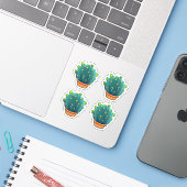 Grote Ronde Groene Cactus Succulent Design Sticker (Laptop met iPhone)