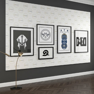 Grote ronde Logo foto wit gespreid patroon Behang