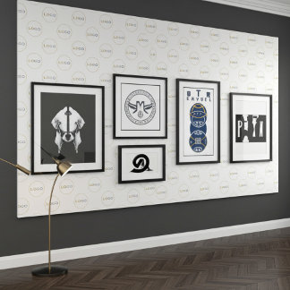 Grote ronde Logo foto wit gespreid patroon Behang