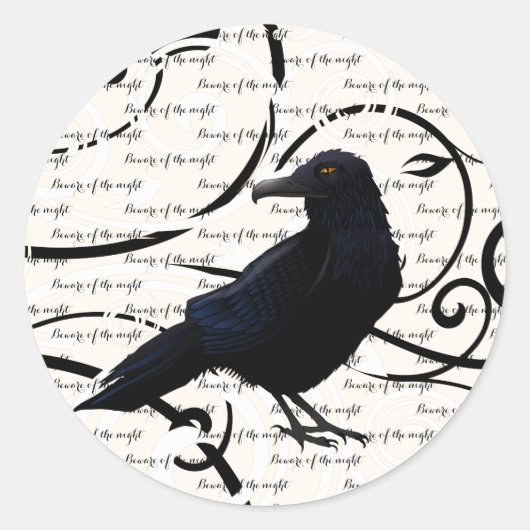 Grote ronde Sticker-Halloween Raven Ronde Sticker (Voorkant)