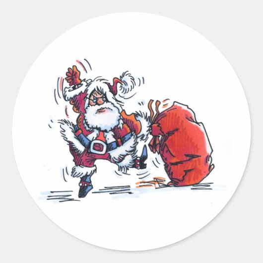 Grote rondstickers van de Angry Santa Ronde Sticker (Voorkant)