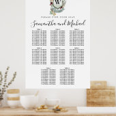 Grote Rood-Floral-Crest 8-tabel Poster (Keuken)