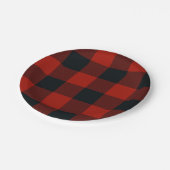 Grote Rood & Zwart Geruite Vierkanten Buffel Plaid Papieren Bordje (Gekanteld)