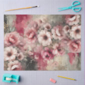 Grote Roze Bloemen Grunge Collage Weefsel Papier (Craft)