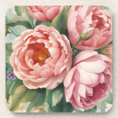 Grote Roze Bloemen uit het Verleden Bier Onderzetter (Voorkant)