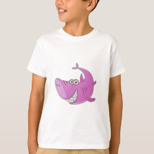 Grote Roze Cartoon Haai T-shirt
