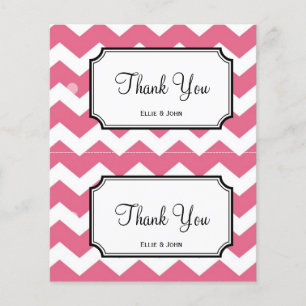 Grote roze chevron diy bruiloft cadeau label hange flyer