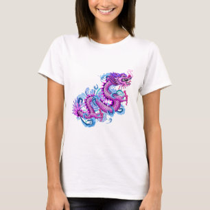 Grote roze draak met waterspiegel t-shirt