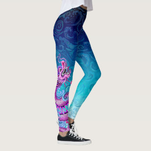 Grote roze draak op zwemwater leggings