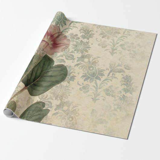 Grote  roze Floral Cadeaupapier (Uitgerold)