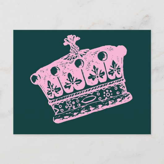 Grote roze kroon of Tiara Briefkaart (Voorkant)