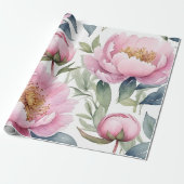 grote roze pioenrozen waterverf cadeaupapier (Uitgerold)