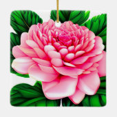 Grote roze pony met Emerald Green Leaves Keramisch Ornament (Achterkant)