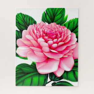 Grote roze pony met Emerald Green Leaves Legpuzzel