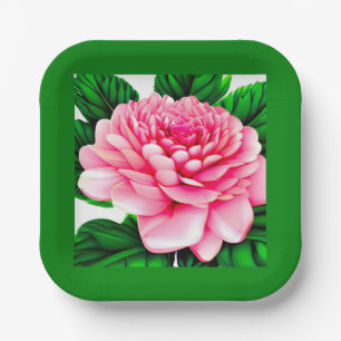 Grote roze pony met Emerald Green Leaves Papieren Bordje