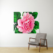 Grote roze pony met Emerald Green Leaves Wandkleed (In Situ (horizontaal))