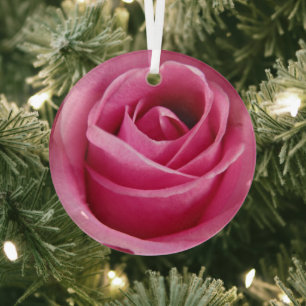 Grote roze roze roze roos glas ornament