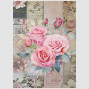 Grote Roze Rozen Boeketten & Collage Decoupage Tissuepapier
