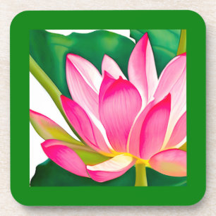 Grote roze waterLily met Emerald Green Leaves Bier Onderzetter
