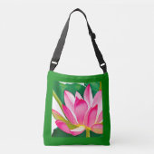 Grote roze waterLily met Emerald Green Leaves Crossbody Tas (Voorkant)
