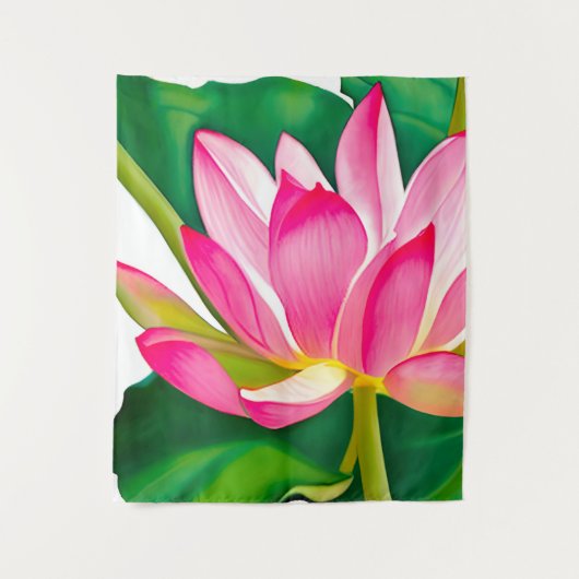 Grote roze waterLily met Emerald Green Leaves Wandkleed (Voorkant)