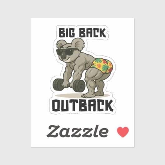 Grote rug Outback – Grappig Koala Gym Deadlift-ont Sticker (Vel)