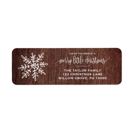 Grote Rustische Snowflake kerst Etiket (Voorkant)