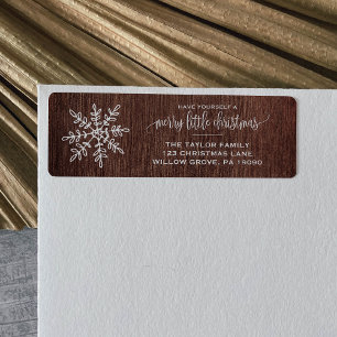 Grote Rustische Snowflake kerst Etiket