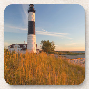 Grote Sable Point Lighthouse aan Lake Michigan 3 Bier Onderzetter