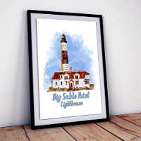 Grote Sable Point Vuurtoren Aquarel - Michigan