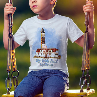 Grote Sable Point Vuurtoren Aquarel - Michigan T-shirt
