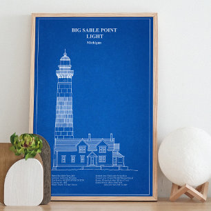 Grote Sable Point Vuurtoren - Michigan - AD Foto Afdruk