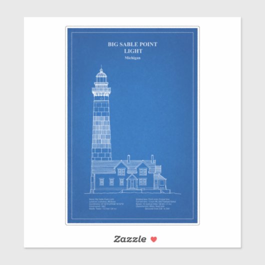 Grote Sable Point vuurtoren - Michigan - AD Sticker (Vel)