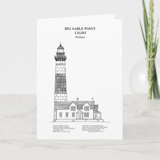 Grote Sable Point vuurtoren - Michigan - BD Bedankkaart (Voorkant)