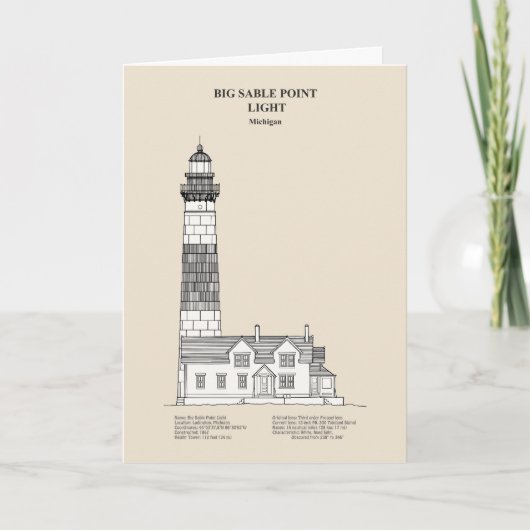 Grote Sable Point Vuurtoren - Michigan - SBD Bedankkaart (Voorkant)