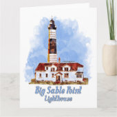 Grote Sable Point vuurtoren Waterverf - Michigan Bedankkaart (Voorkant)